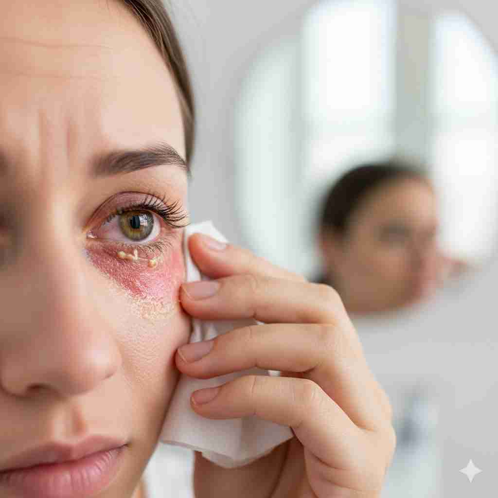 “Symptoms of conjunctivitis pink eye inflammation in the eye”